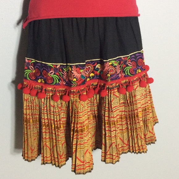 🍒 4PC RUFFLE MINI SKIRT BOHO RUFFLE CAT EARS TANK PETITE SHRUG SET BUNDLE GYPSY - Picture 7 of 8